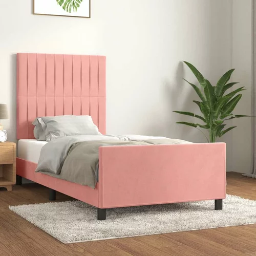  za krevet s uzglavljem ružičasti 90x200 cm baršunasti