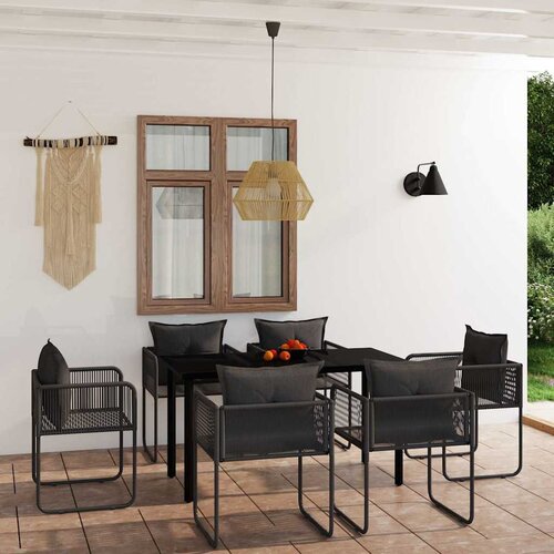  7-dijelni vrtni blagovaonski set crni Crna Dužina stola 140 cm Slike