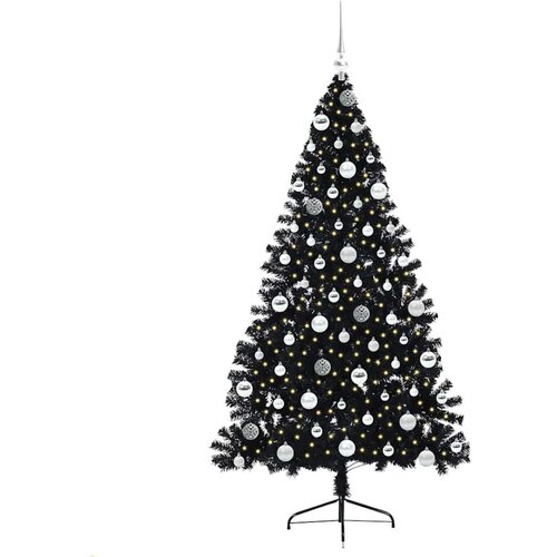 VidaXL Umjetno predsvijetljeno božićno drvce Crna 180 cm PVC Slike