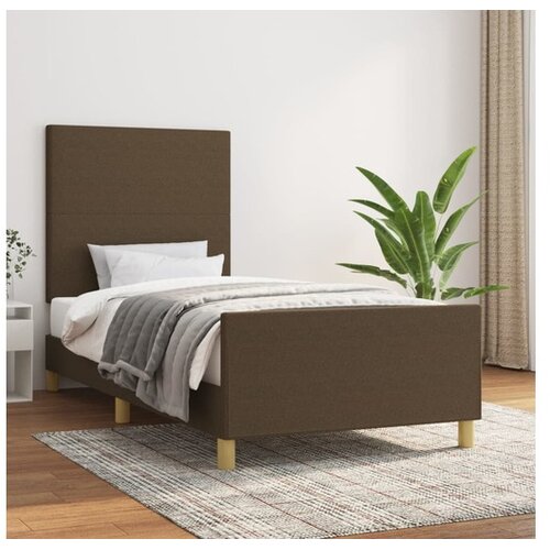  Posteljni okvir z vzglavjem temno rjav 90x190 cm blago Cene
