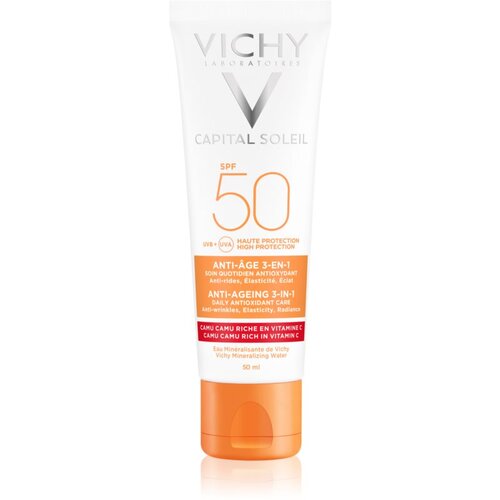Vichy Idéal Soleil Anti-Ageing 3-in-1 SPF50 krema za sončenje in proti staranju kože 50 ml za ženske Cene