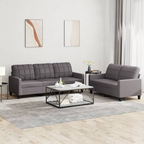  2-dijelni set sofa s jastucima sivi od umjetne kože Cene