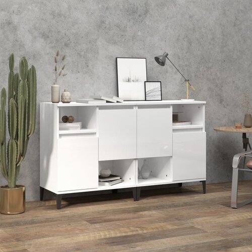 The Living Store Komoda 2 kosi visok sijaj bela 60x35x70 cm inženirski les - Komoda, (21663467) Slike