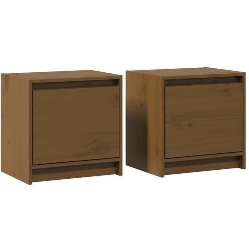 Maison Chic Dvo delni komplet Nočne omarice - Nočne mize medeno rjava 40x30,5x40 cm trdna borovina, (21687025) Slike
