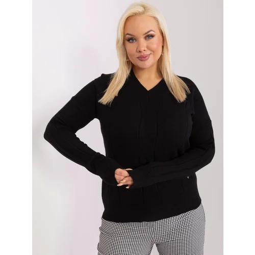 Fashion Hunters Black women's plus size sweater knitted with cable