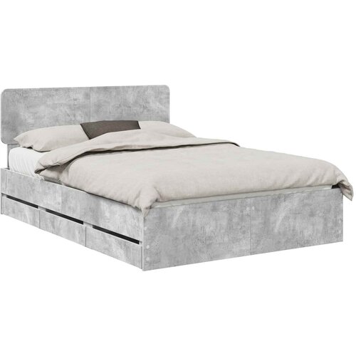 vidaXL konstrukcija postelje s predalom betonsko siva 140 x 190 cm, (5000113652) Cene