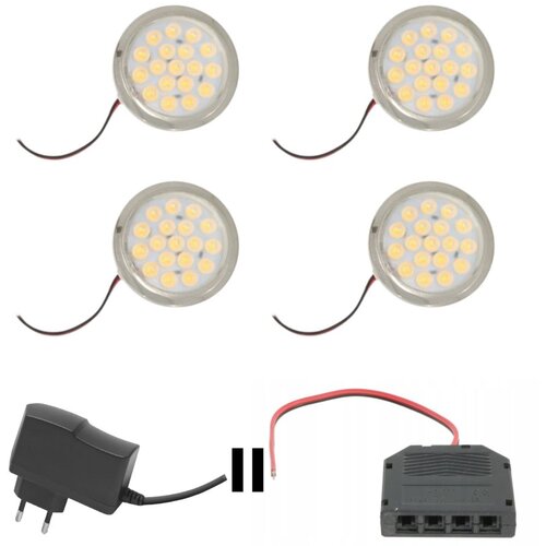 TIMMLUX Set 4 pohi&amp;scaron;tvenih LED svetilk 1,5W 12V 4000K in 12V napajalnikom Slike