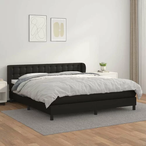  Box spring postelja z vzmetnico črn 160x200 cm umetno usnje, (20790551)