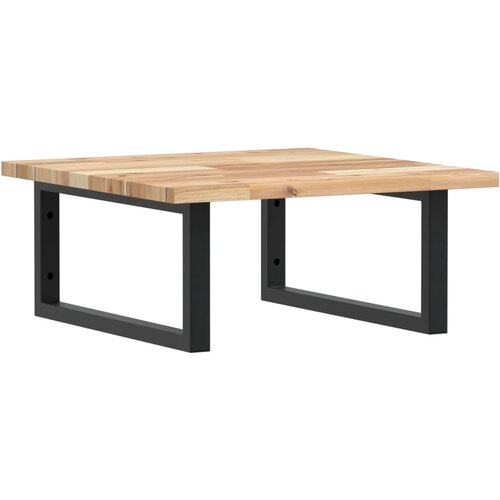  Zidna polica za umivaonik od čelika i masivnog bagremovog drva Smeđa 50 x 50 x 2 cm Slike