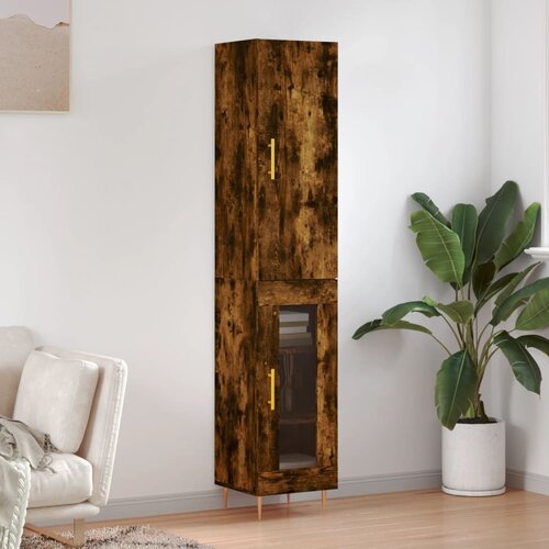 vidaXL Visoka komoda dimljeni hrast 34 5x34x180cm konstruiranog drva Cijene