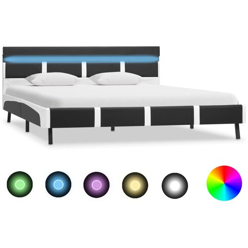 VidaXL Posteljni okvir LED sivo umetno usnje 140x200 cm Slike