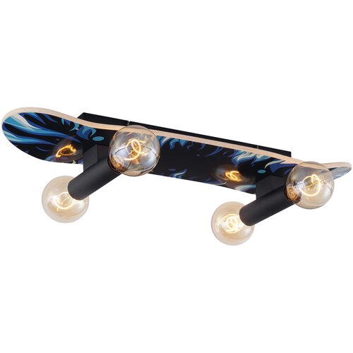QAZQA Stenska svetilka črna z modro 80 cm - Skateboard Cene