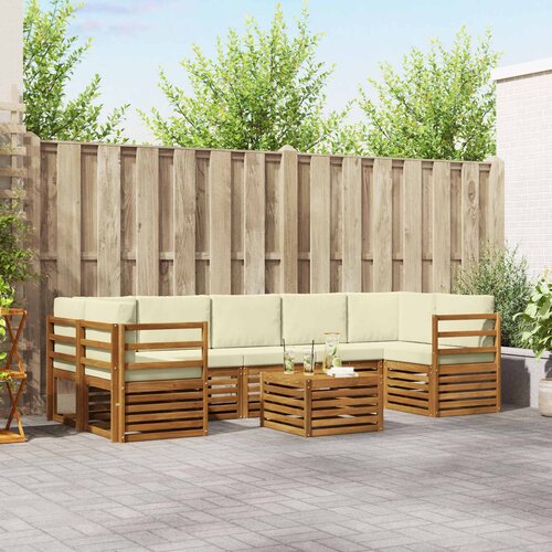  Set vanjskih sofa 8 kom. Prirodna i krem Čvrsto drvo akacije Cene