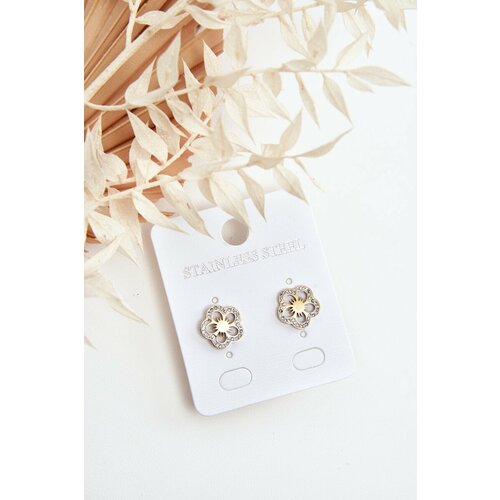 Kesi Floral earrings with zircons, gold Slike
