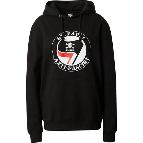 FC St. Pauli Sweater majica 'Anti Fascist' vatreno crvena / crna / bijela