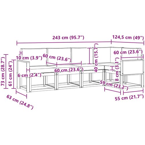  Set vanjskih sofa 5 kom. Prirodna i antracit Poliester Smeđa 243 x 124,5 x 73 cm Slike