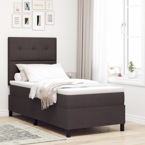 Box Spring Krevet s Madracem Tamnosmeđi 80x200 cm Tkanina Cijene