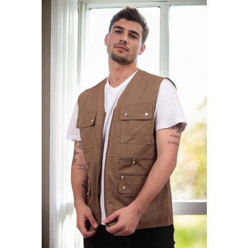Dewberry 94105 Multi-Pocket Mens Vest-COFFEE Cene