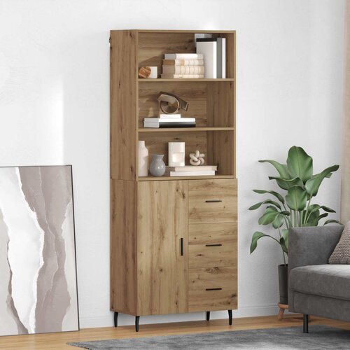 vidaXL Visok predalnik s predalom Umetni hrast 69,5 x 34 x 180 cm Cene