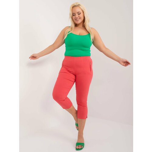 Fashion Hunters Coral 3/4 plus size trousers without fastening Slike