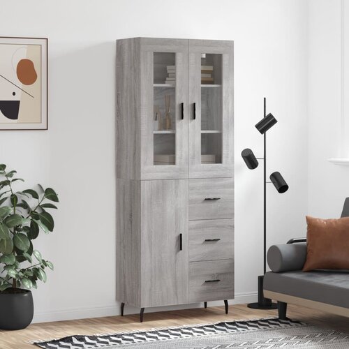 vidaXL Visoka komoda siva sonoma 69,5x34x180 cm inženirski les Cene
