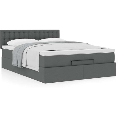 VidaXL otomanski krevet s madracem tamnosivi 140x190cm od tkanine Slike