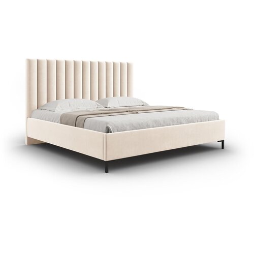 Mazzini Beds Bež oblazinjena zakonska postelja s prostorom za shranjevanje z letvenim dnom 160x200 cm Casey &amp;ndash; Slike