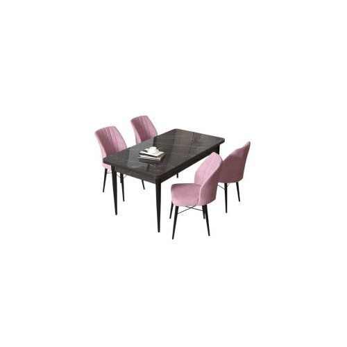 Hanah home set trpezarijski sto i 4 stolice arp black marble pink Cene