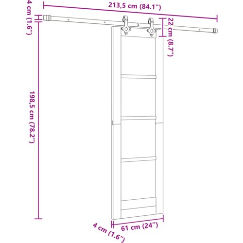 vidaXL klizna vrata s setom hardvera bijela 61x198.5 cm puno drvo bor Cene