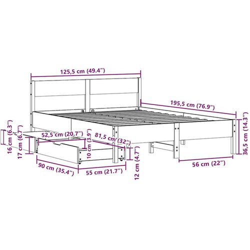 vidaXL Okvir kreveta bez madraca 120 x 190 cm od masivne borovine Cijene