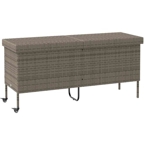 vidaXL Vrtna kutija za pohranu s kotačima siva 160x55x75 cm poliratan Cijene