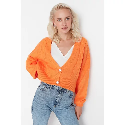 Trendyol Orange Button Detailed Knitwear Cardigan