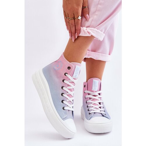 Big Star High Platform Sneakers LL274A191 Pink and Blue Cene