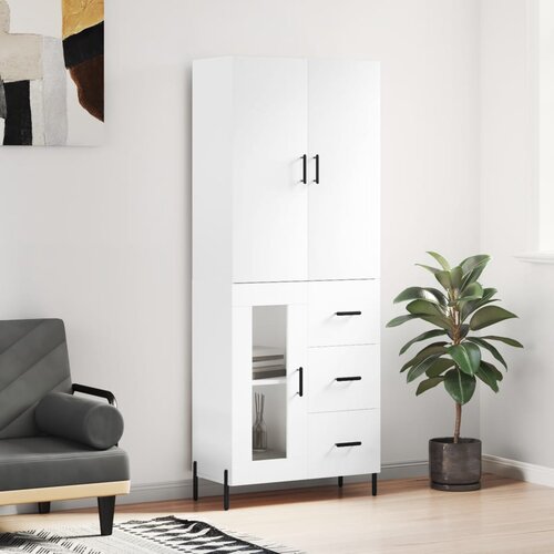 vidaXL Visoka omara bela 69,5x34x180 cm inženirski les Cene
