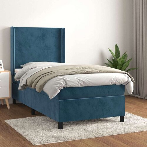 Box spring krevet s madracem tamnoplavi 90x200 cm baršunasti Cijene