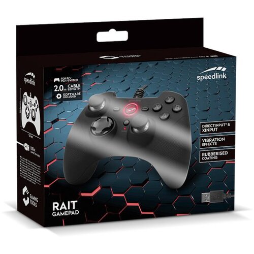 First Wise Zeitfracht GmbH Game Pad SPEEDLINK RAIT Gamepad &amp;ndash; for PC/PS3/Switch, rubber-black SL-650010-BK Slike