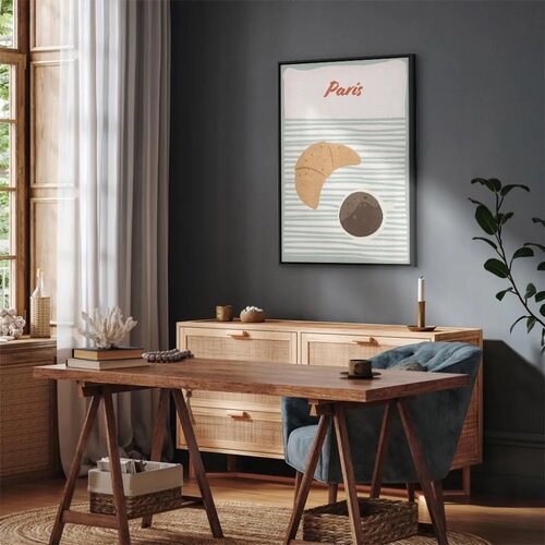  Slika - Parisian Breakfast (1 Part) Vertical 60x90 U crnom drvenom okviru Slike