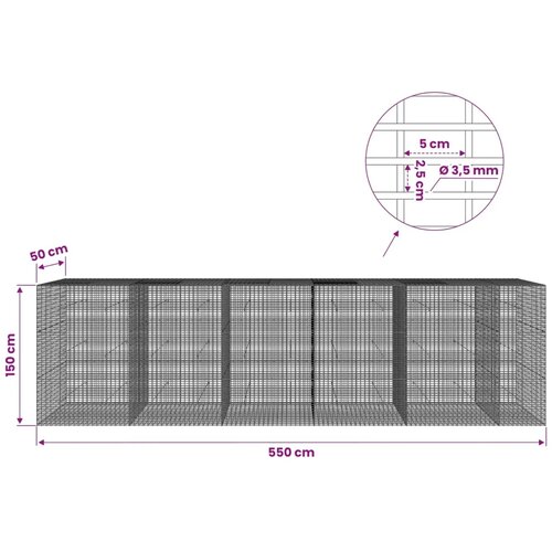 Gabion s žicom debljine 3 5 mm i mrežom 5x2 5 cm 550x50x150 cm - 50 cm 150 cm 550 cm Slike