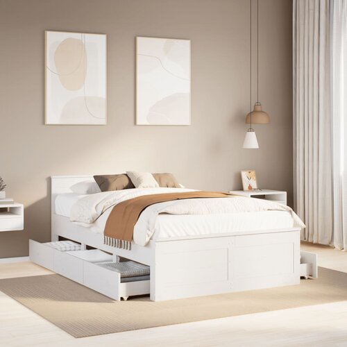 vidaXL Posteljni okvir brez vzmetnice z vzglavjem 120x190 cm borovina Cene