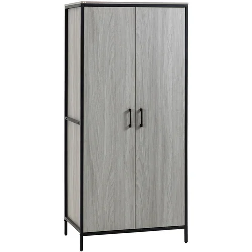 HOMCOM Dvodelna garderobna omara s predali in obešalnikom za plašče, moderno pohištvo v industrijskem slogu, 80x50x179 cm, siva, (20745478)