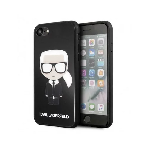 Karl Lagerfeld Originalen ovitek KLHCI8DLFKBK za iPhone 7 / 8 / SE 2 (2020) črna trda zaščita - DOUBLE Glass LAYER KARL GLITTER