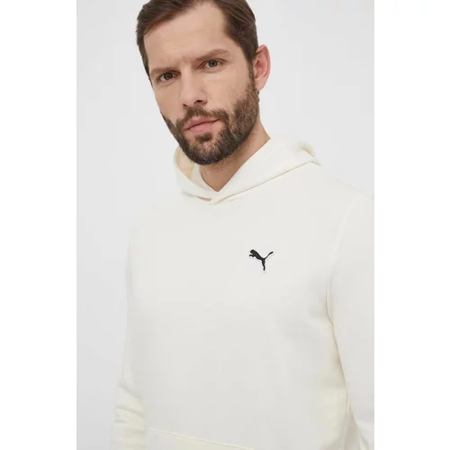 Puma Bombažen pulover moška, bela barva, s kapuco