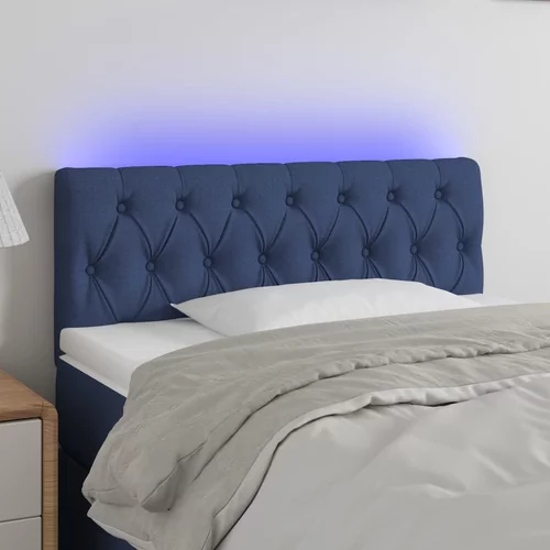 vidaXL LED posteljno vzglavje modro 90x7x78/88 cm blago
