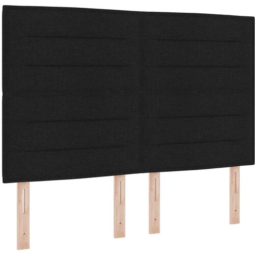  Krevet s uzglavljem i madracem crne boje 140x190 cm tkanina Slike