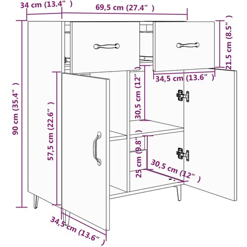  Komoda siva boja betona 69,5x34x90 cm od konstruiranog drva Slike