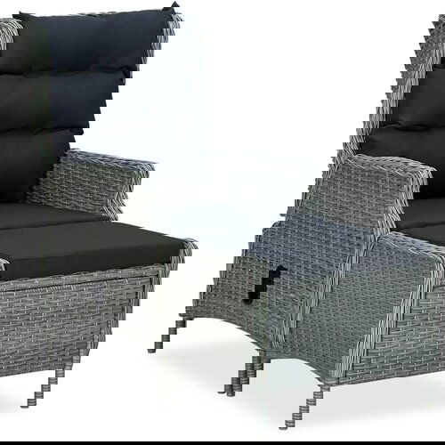 vidaXL nastavljiv vrtni stol s stolčkom za noge poli ratan svetlo siv Cene