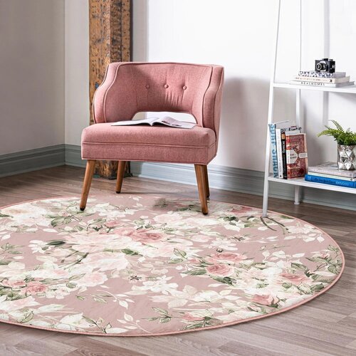 Mila Home Svetlo rožnata pralna/primerna za robotski sesalnik okrogla preproga &amp;oslash; 80 cm Comfort &amp;ndash; Slike