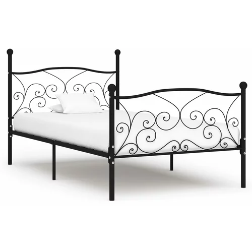  za krevet s podnicama crni metalni 90 x 200 cm