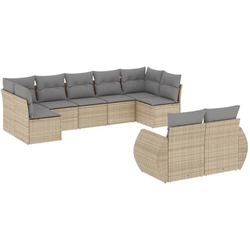 vidaXL 9-dijelni set vrtnih sofa s jastucima bež od poliratana Cijene