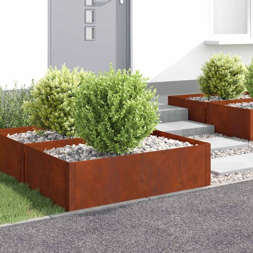  Ograda oko Travnjaka 4 pcs 100 x 60 x 35 cm Čelik Rđa Slike